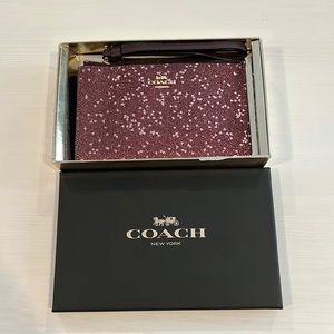 Coach heart glitter small wristlet